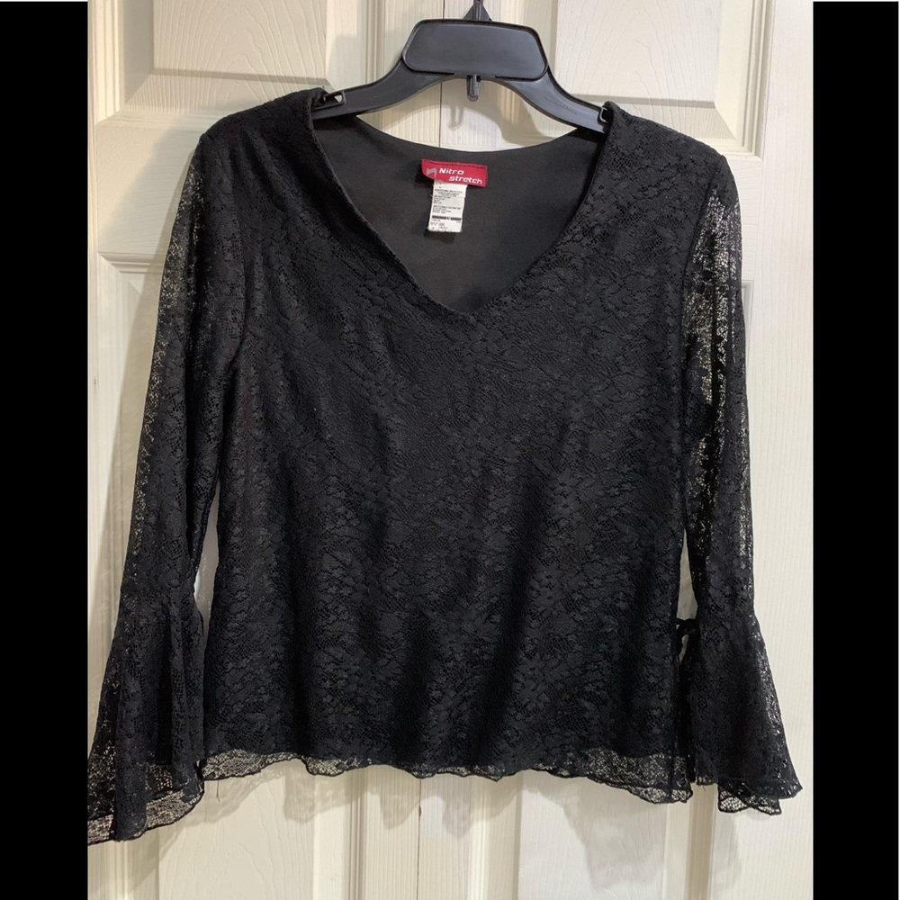 Nitro Stretch Black Lace Blouse in Size Large